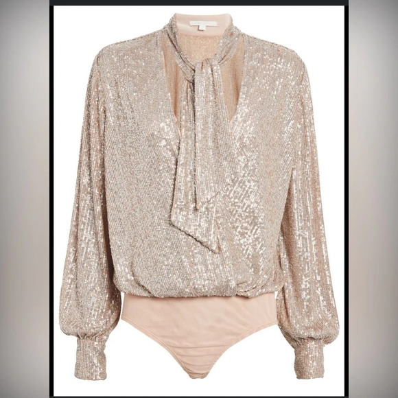 JONATHAN SIMKHAI
Sequin Embellished Tie Neck Bodysuit - Picture 1 of 8